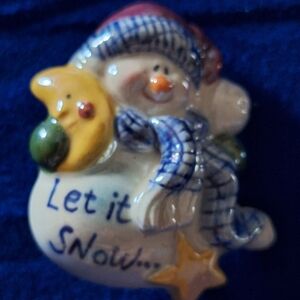 Hallmark Snowman Brooch - Blue, Yellow, Green